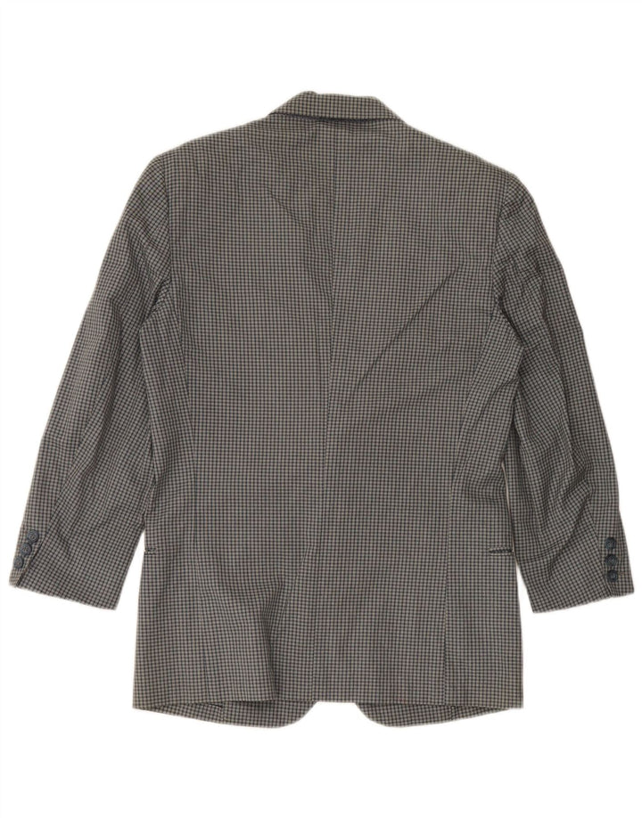 VALENTINO Mens 2 Button Blazer Jacket IT 46 Small Grey Check Cotton