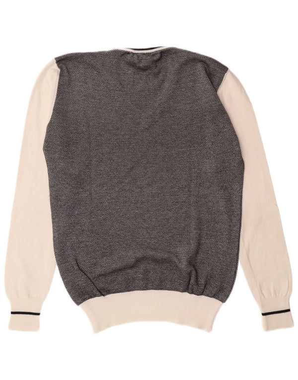 Fred Perry Mens V-Neck Jumper Sweater Large Black Colourblock