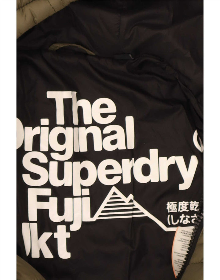 Superdry Polstret hættejakke til kvinder UK 10 Lille Khaki Nylon