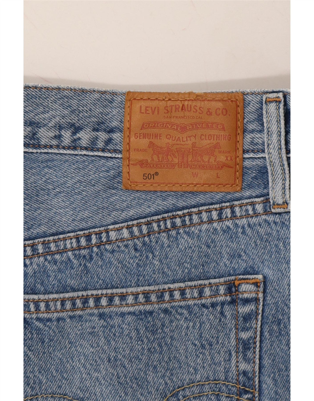 LEVI'S Womens 501 Graphic Denim Shorts W31 Medium  Blue Cotton Vintage Levi's and Second-Hand Levi's from Messina Hembry 