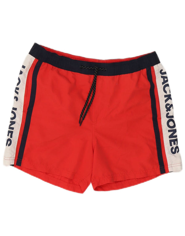 Jack & Jones Herre grafiske svømmeshorts Medium Rød Colourblock Polyester
