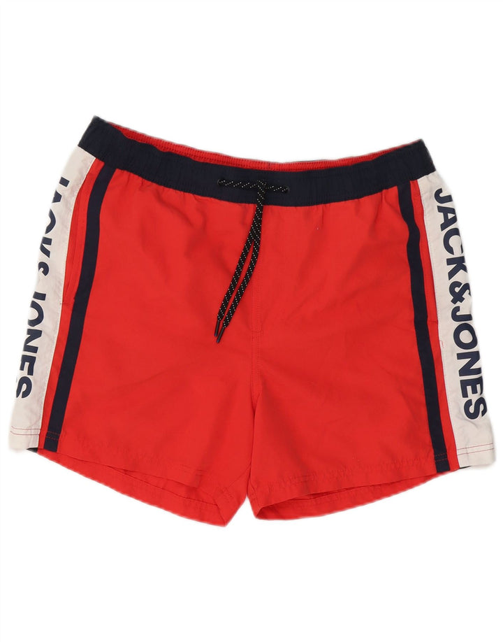Jack & Jones Herre grafiske svømmeshorts Medium Rød Colourblock Polyester