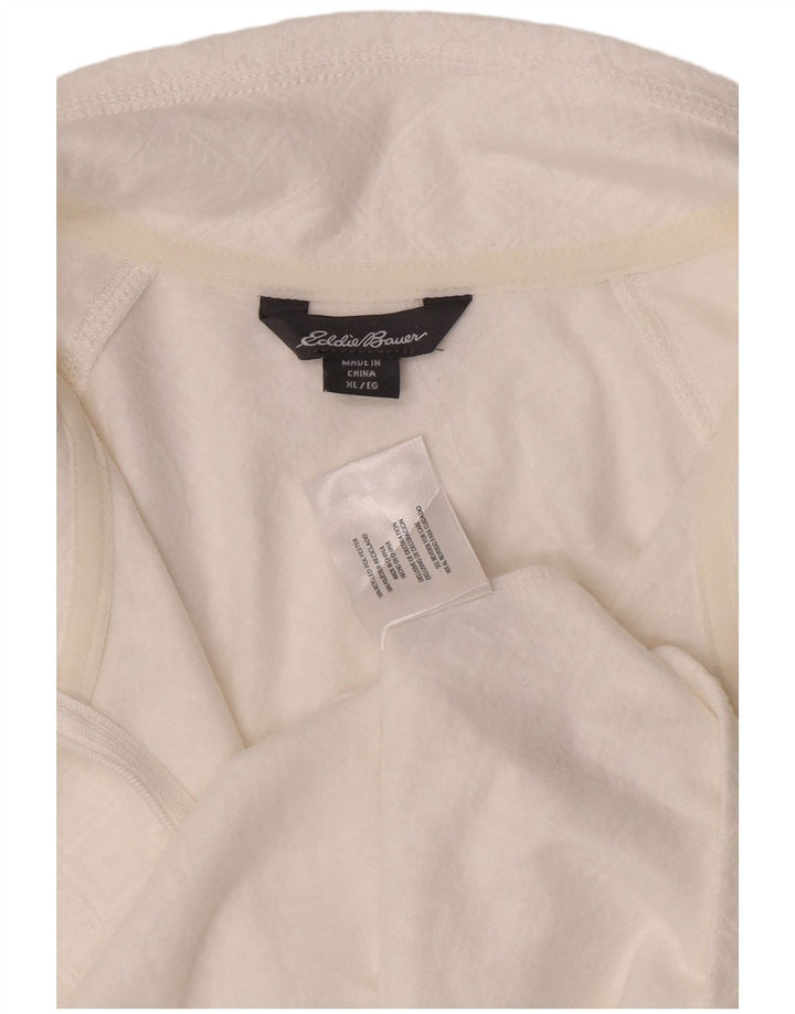 Eddie Bauer Womens Zip Neck Pullover Træningsdragt Top UK 18 XL Hvid Geometrisk