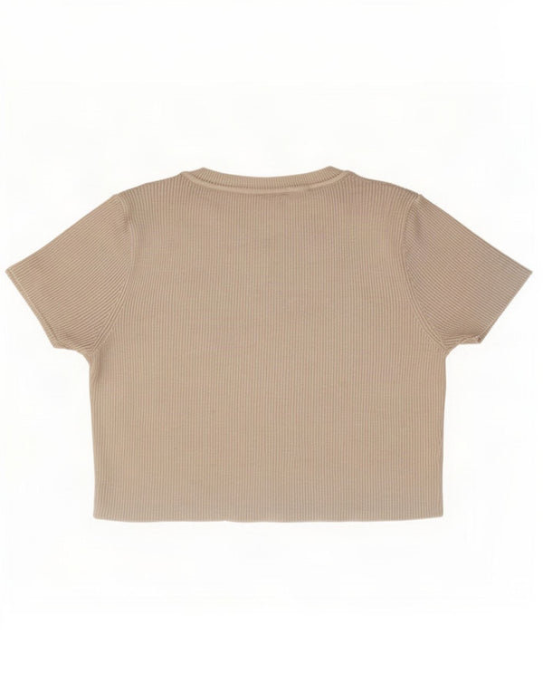 Zara Girls Crop T-Shirt Top 13-14 år Beige Viscose