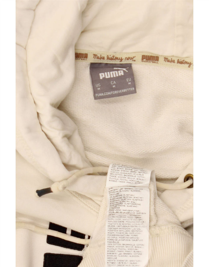 PUMA Herre Sort Fives Grafisk Hoodie Jumper Medium Off White Bomuld