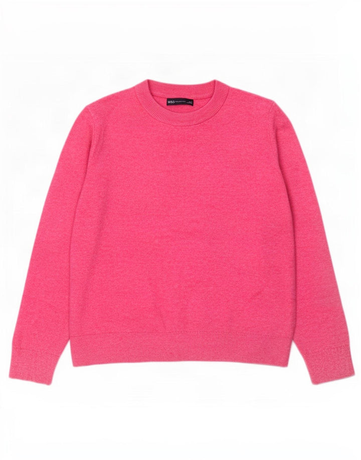 Marks & Spencer Dame sweater med rund hals DK 14 Medium Pink Polyester