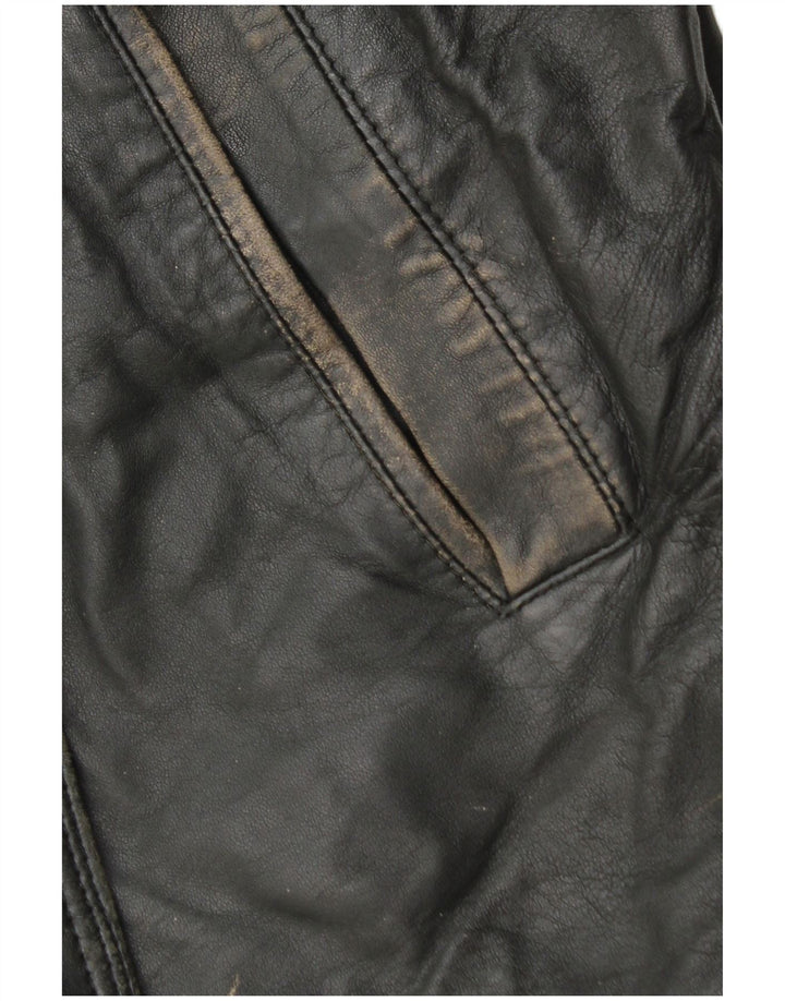 Vintage læderjakke til kvinder UK 12 Medium Black