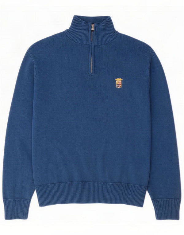 Marina Militare Mens Loose Fit Zip Neck Jumper Sweater Small Blue Acrylic
