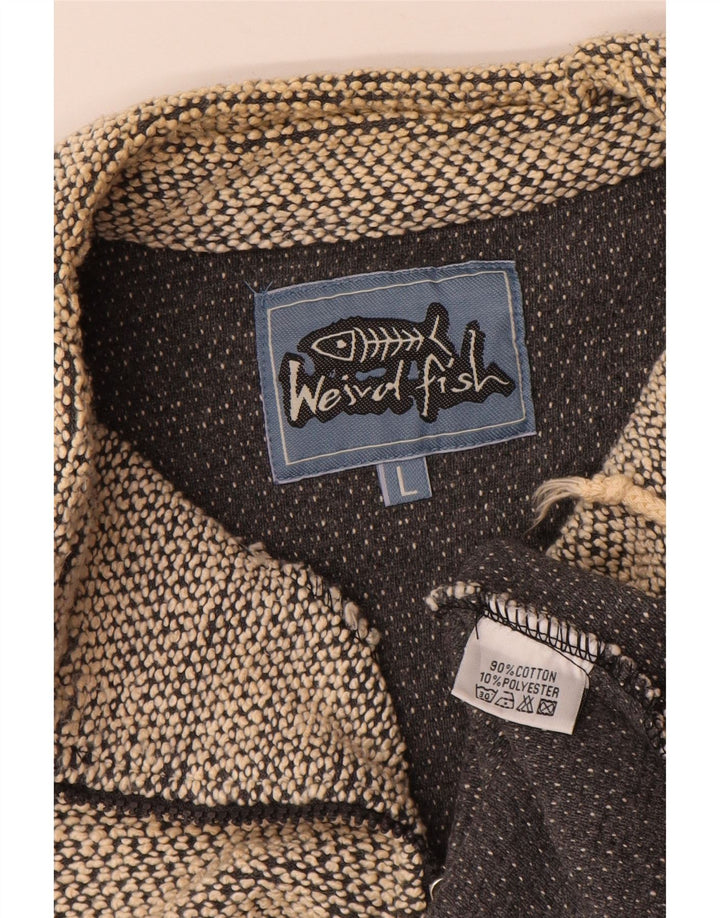 Weird Fish Herre Zip Neck Sweatshirt Jumper Stor Grå Bomuld
