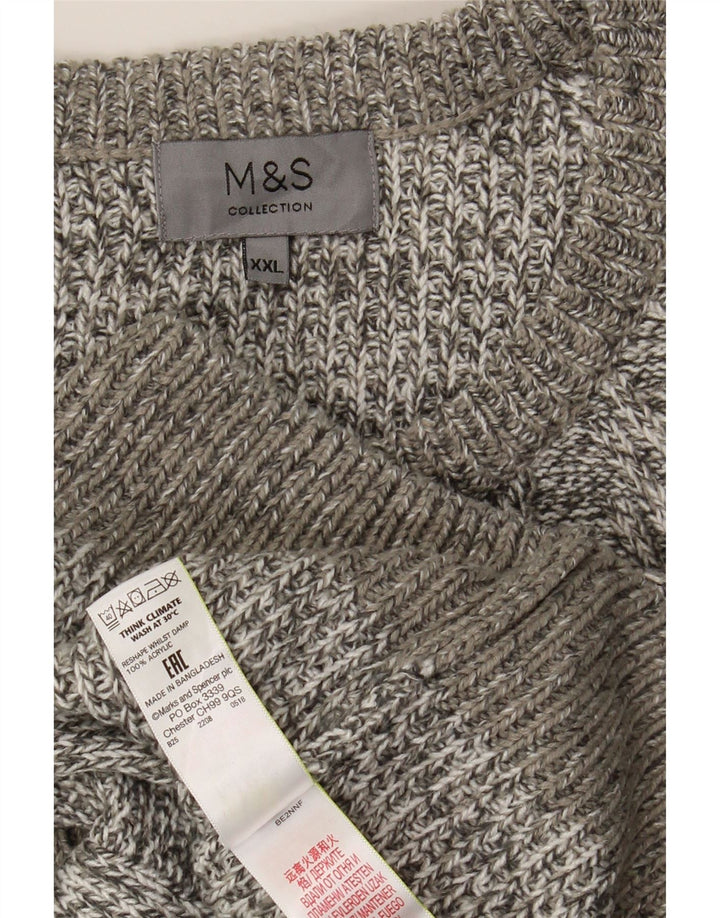 Marks & Spencer herre sweater med rund hals 2XL grå flækket akryl