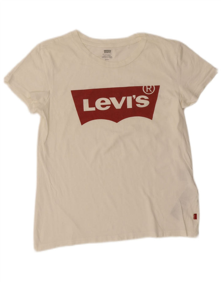 Levi's Grafisk T-shirt top til kvinder UK 8 Lille hvid bomuld