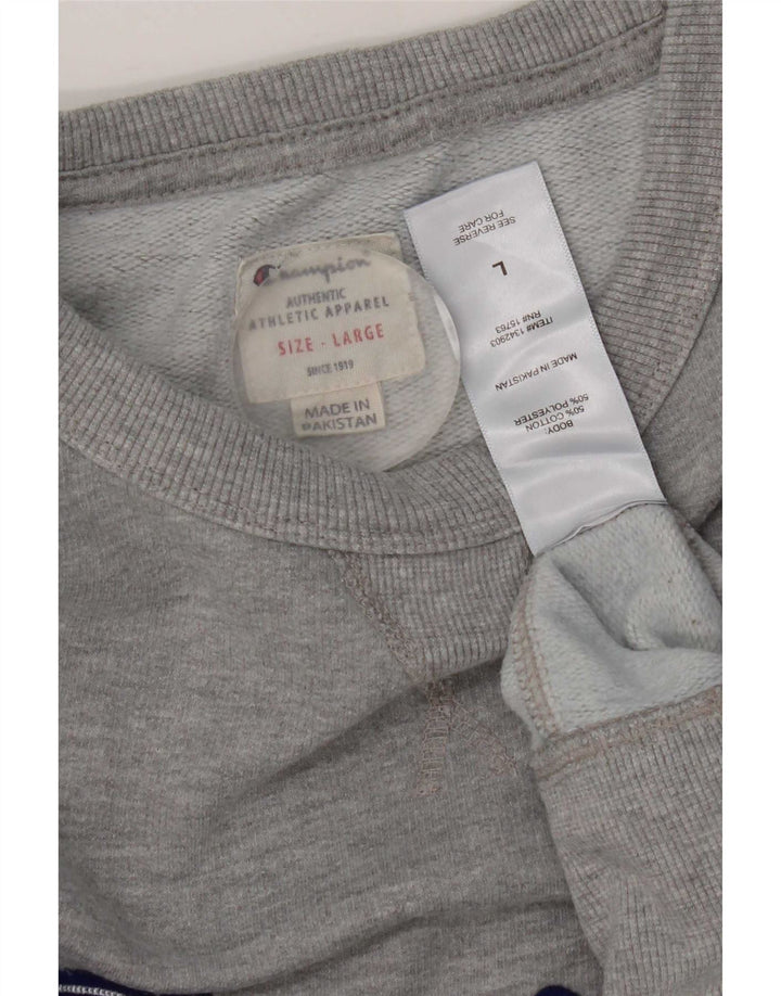 Champion Herre Grafisk Sweatshirt Jumper Stor Grå Bomuld