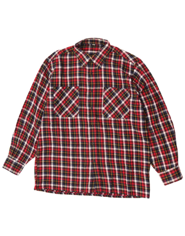 Vintage herre flannel skjorte størrelse 41/42 Large rød ternet bomuld