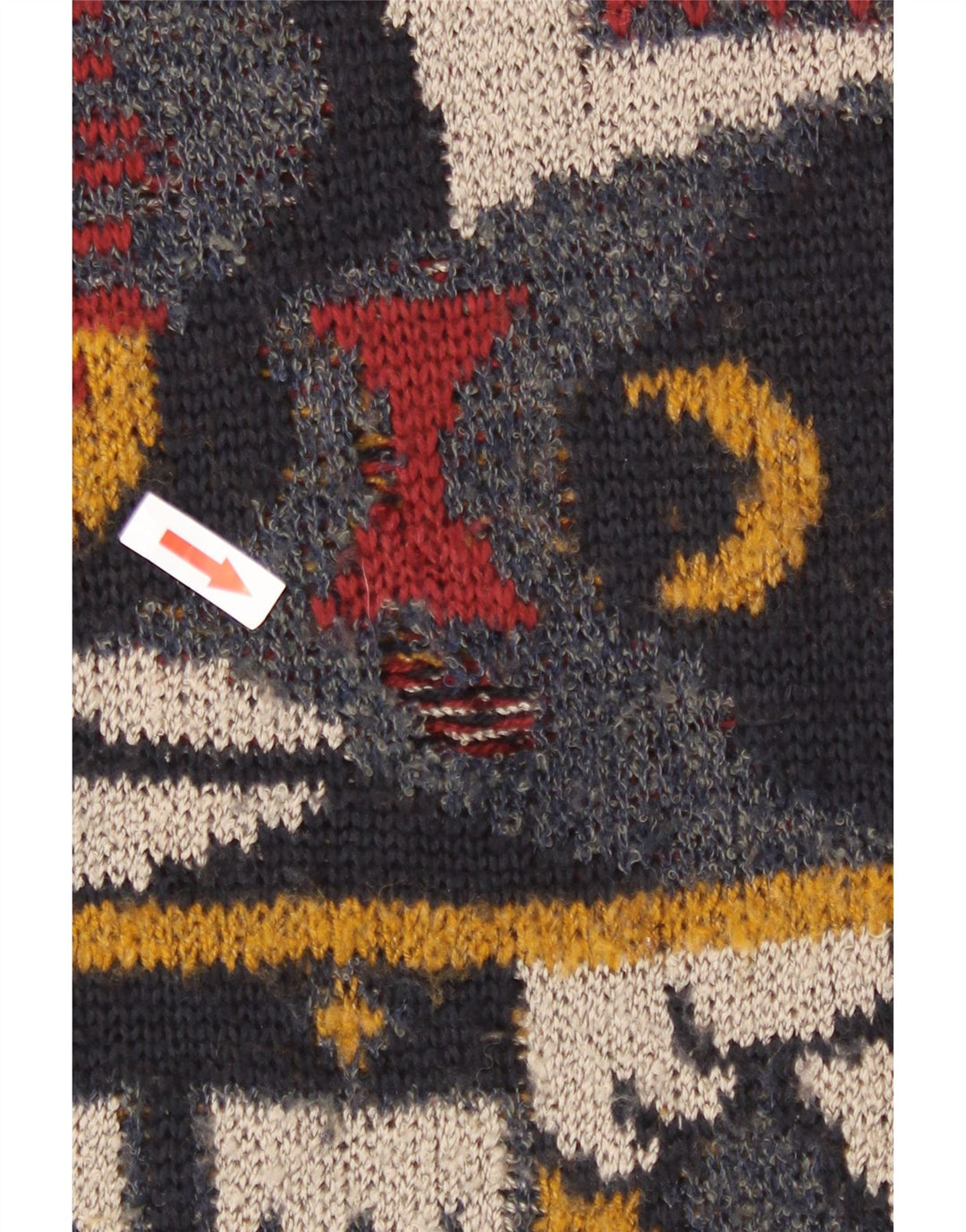 Vintage herre rund hals sweater stor flerfarvet geometrisk
