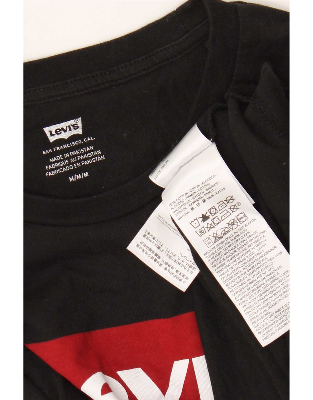 Levi's Mens Graphic Top Long Sleeve Medium Black Cotton