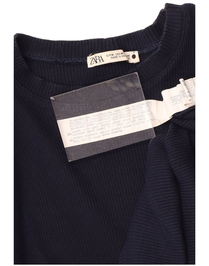 Zara Dame Maxikjole UK 12 Medium Navyblå Bomuld