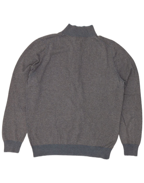 Massimo Dutti Herre Button Neck Jumper Sweater Stor Grå Bomuld
