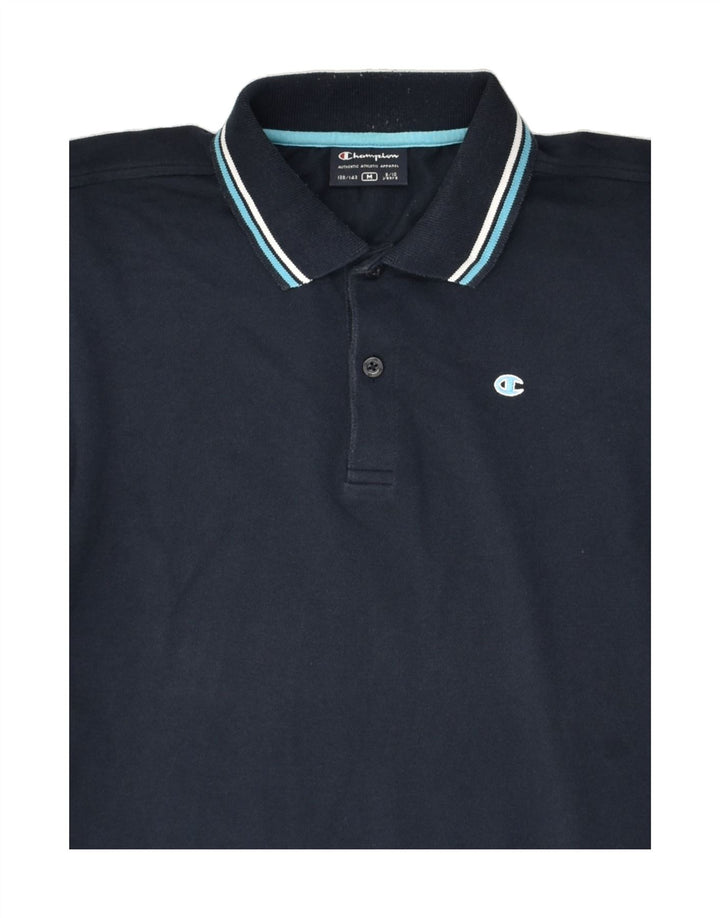 CHAMPION Boys Polo Shirt 9-10 Years Medium  Navy Blue Cotton | Vintage Champion | Thrift | Second-Hand Champion | Used Clothing | Messina Hembry 