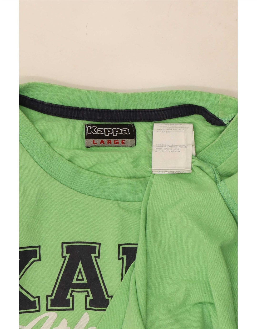 Kappa Herre Grafisk T-Shirt Top Stor Grøn Bomuld