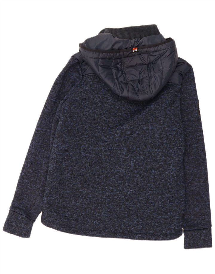 Superdry Polstret hættejakke til mænd UK 40 Large Navy Blue Flecked Polyester