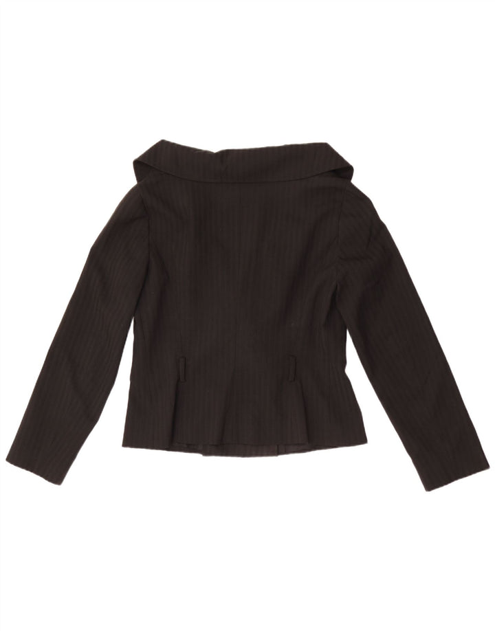 Zara Dame Blazer Jacket UK 14 Stor sortstribet polyester