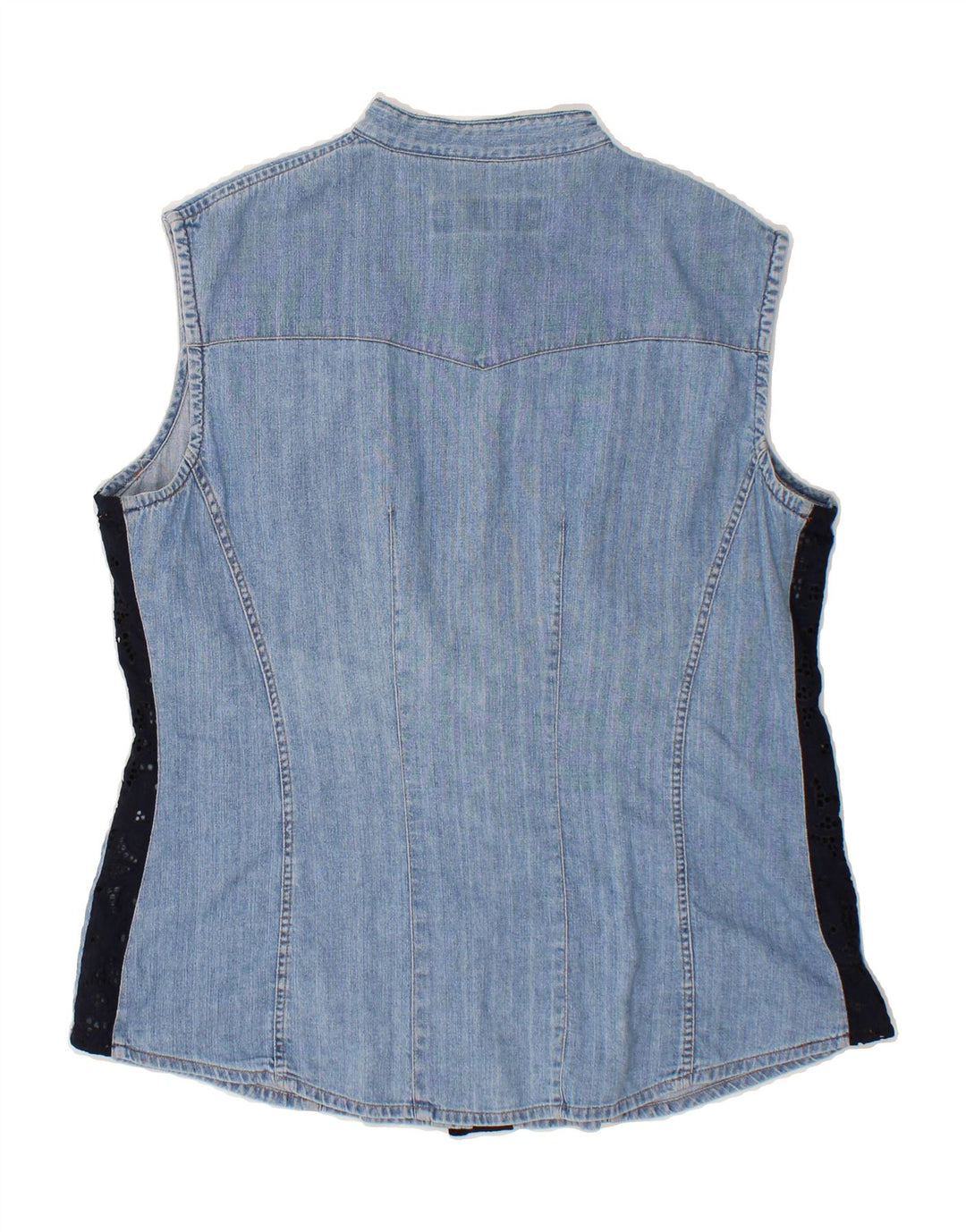 BLUE SIDE Womens Sleeveless Denim Shirt UK 16 Large Blue Vintage Blue Side and Second-Hand Blue Side from Messina Hembry 