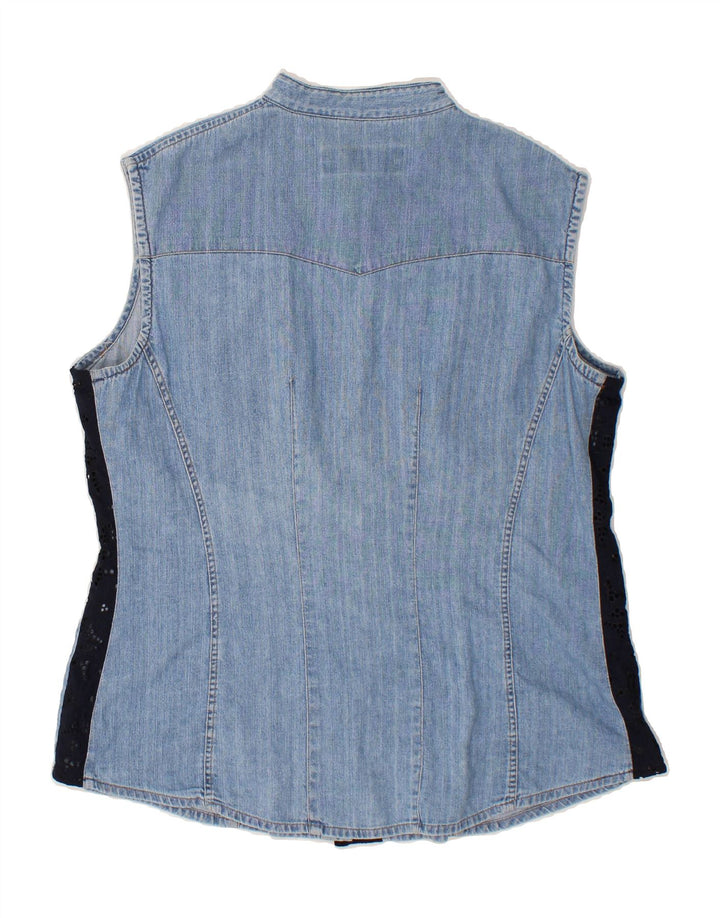 BLUE SIDE Womens Sleeveless Denim Shirt UK 16 Large Blue Vintage Blue Side and Second-Hand Blue Side from Messina Hembry 