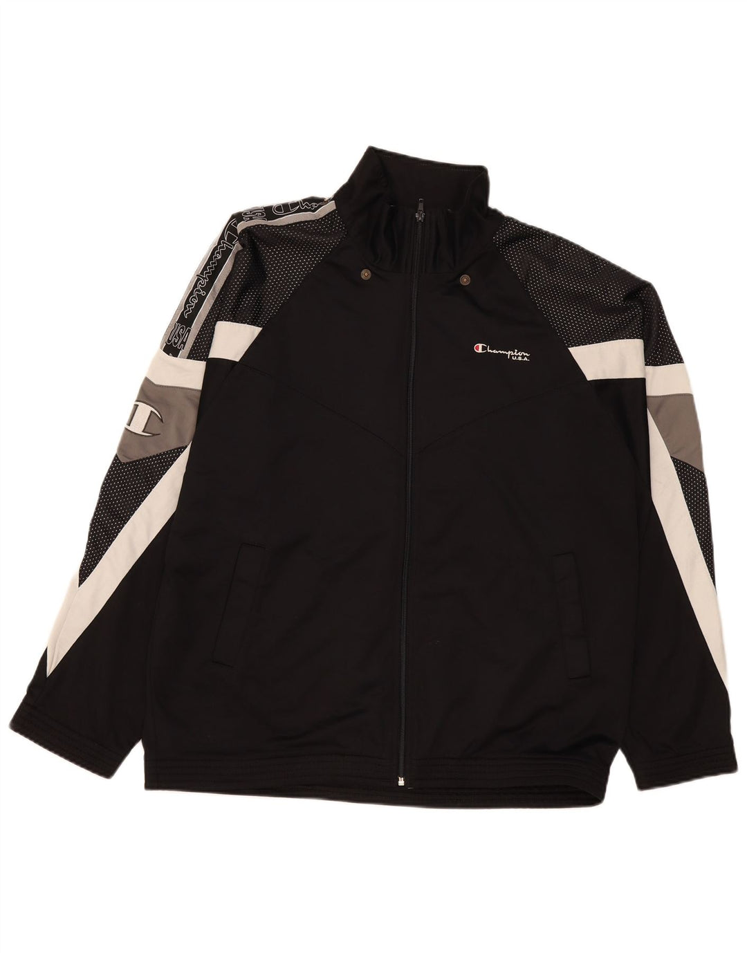 Champion Herre grafisk træningsdragt Topjakke XL Sort Colourblock