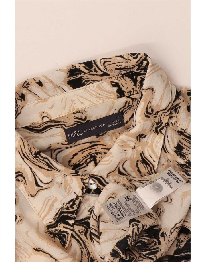 Marks & Spencer Dame abstrakt mønster skjorte bluse UK 22 3XL Brun