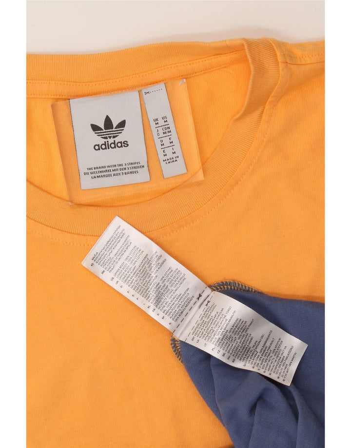 ADIDAS Mens Graphic T-Shirt Top Medium Yellow Colourblock Cotton Vintage Adidas and Second-Hand Adidas from Messina Hembry 