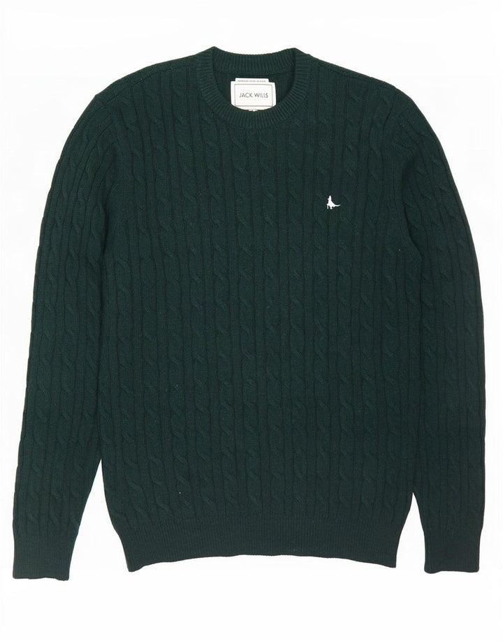 Jack Wills Herre Crew Neck Jumper Sweater Stor grøn uld