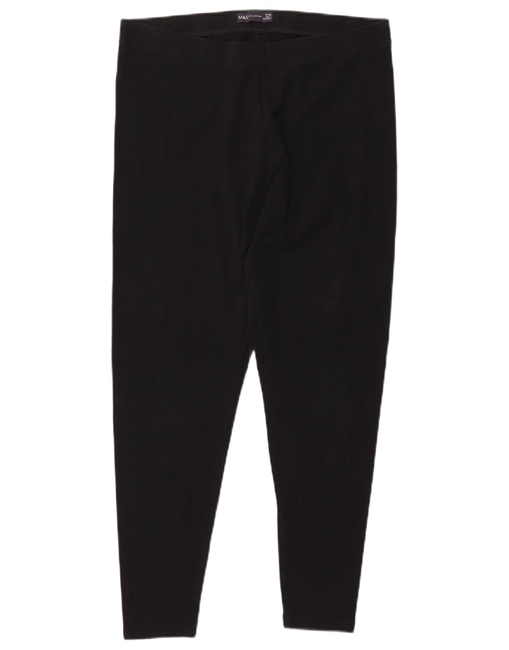 MARKS & SPENCER Dame Leggings UK 16 Stor sort bomuld