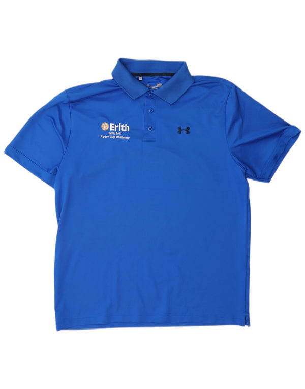 Under Armour Herre Heat Gear Polo Shirt Large Blue