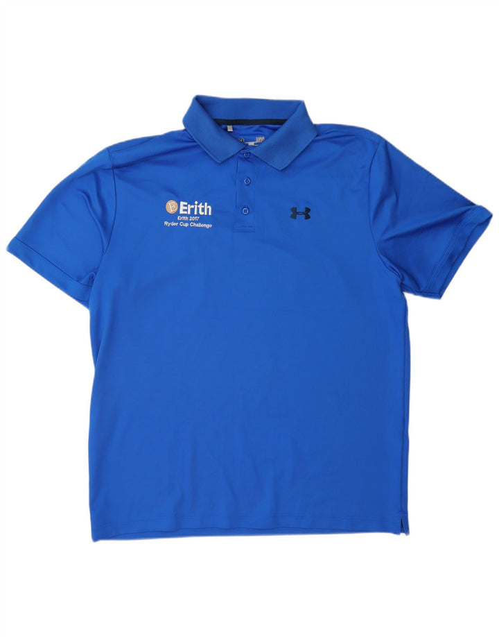 Under Armour Herre Heat Gear Polo Shirt Large Blue