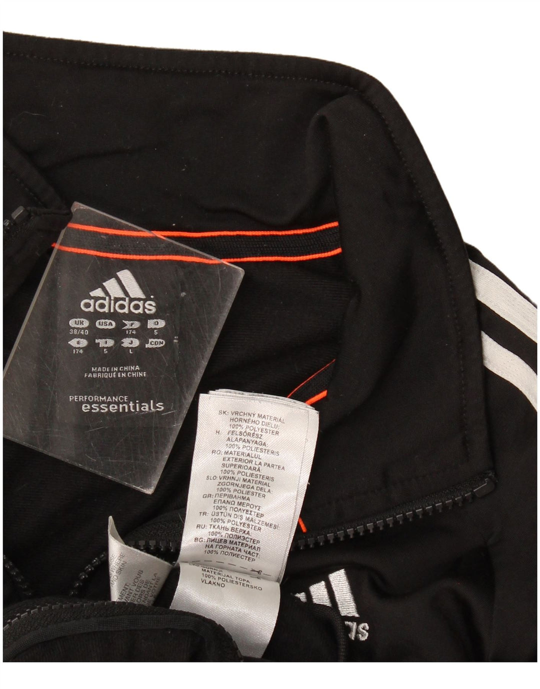 Adidas Herre Climalite Træningsdragt Topjakke UK 38/40 Medium Sort Polyester