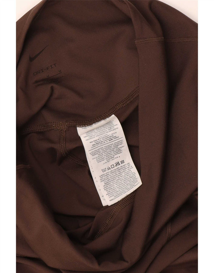 Nike Dame Dri Fit Leggings UK 12 Medium Brun Polyester