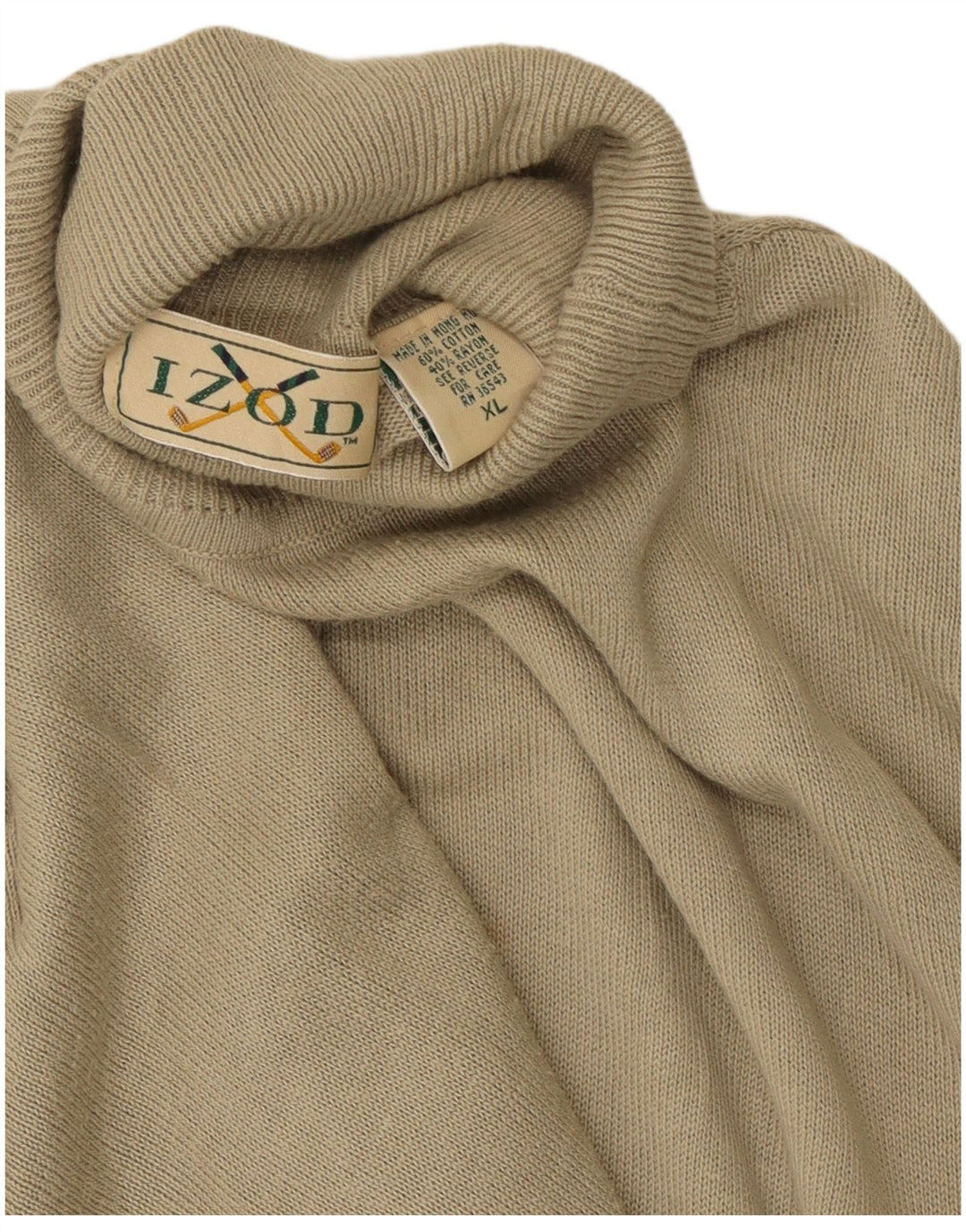IZOD Herre Rullehalstrøje XL Khaki Bomuld