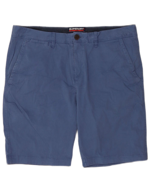 Superdry Mens Chino Shorts W34 Large Blue Cotton