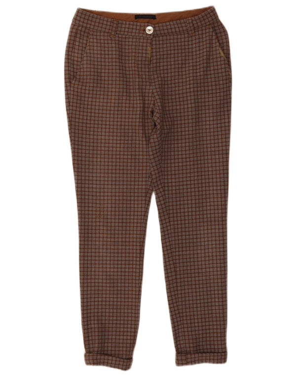 Pinko Slim Chino-bukser til kvinder W26 L26 brun ternet polyester