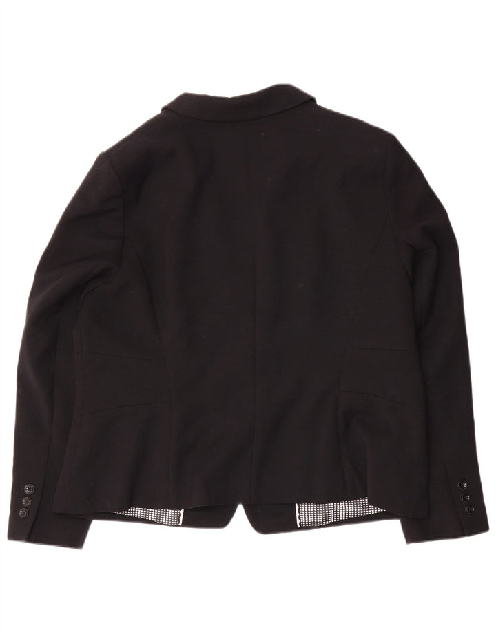 Marks & Spencer Dame 1 Knap Blazer Jakke UK 20 2XL Sort Polyester