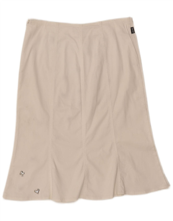 MOSCHINO A-line nederdel til kvinder med høj talje UK 14 W30 L23 hvid bomuld