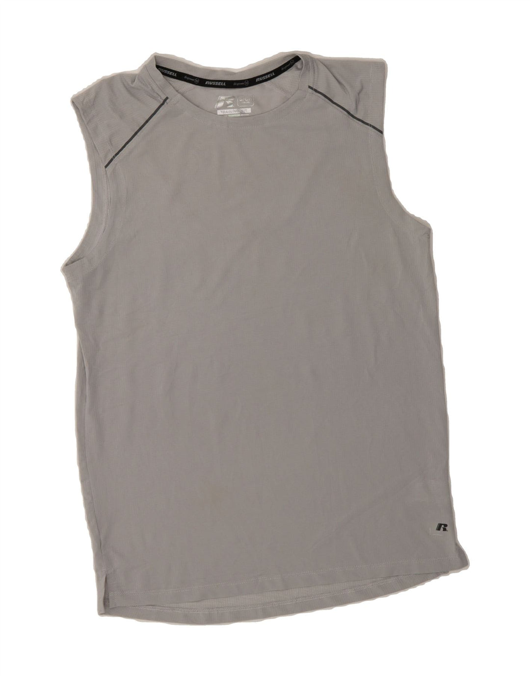 RUSSELL ATHLETIC Mens Dri-Power Vest Top UK 34/36 XS Grey Polyester Vintage Russell Athletic and Second-Hand Russell Athletic from Messina Hembry 