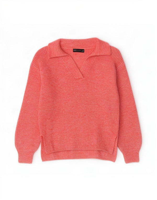 Marks & Spencer Dame Polo Neck Jumper Sweater UK 6 XS Pink