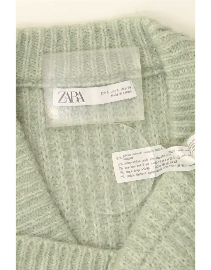 Zara oversized cardigantrøje til kvinder UK 10 Lille grøn polyester
