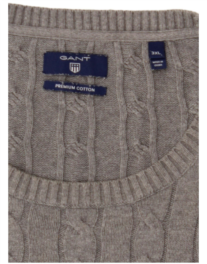 GANT Herre sweater med rund hals 3XL grå bomuld