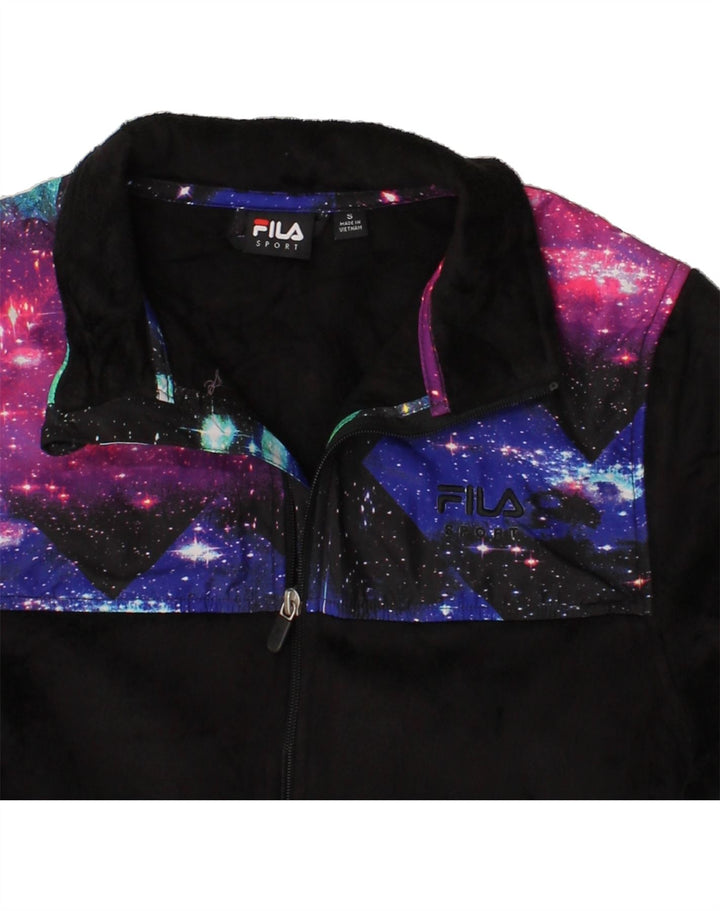 FILA Mens Fleece Jacket UK 36 Small Black Colourblock Polyester Vintage Fila and Second-Hand Fila from Messina Hembry 