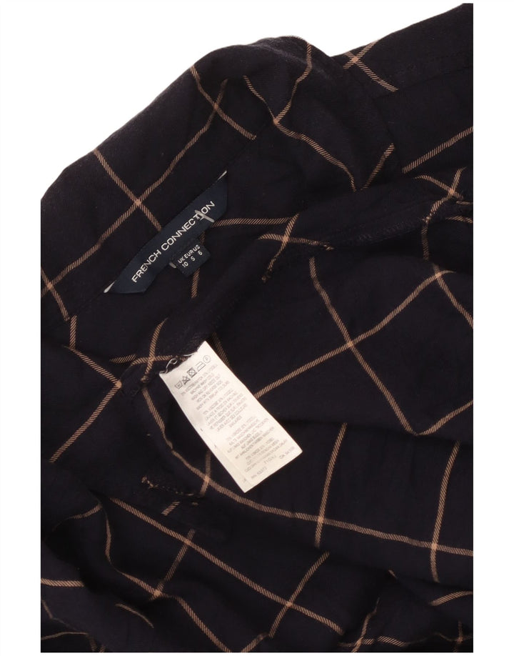 French Connection Dame Pullover Shirt Dress UK 10 Small Navy Blue Check