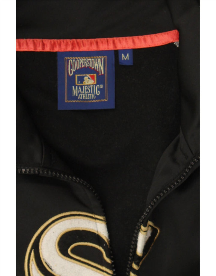 MAJESTIC Mens Graphic Tracksuit Top Jacket Medium Black Colourblock Vintage Majestic and Second-Hand Majestic from Messina Hembry 