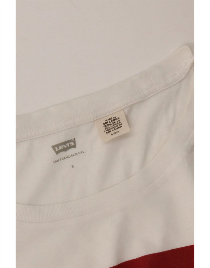 LEVI'S Dame Grafisk T-Shirt Top UK 10 Small White