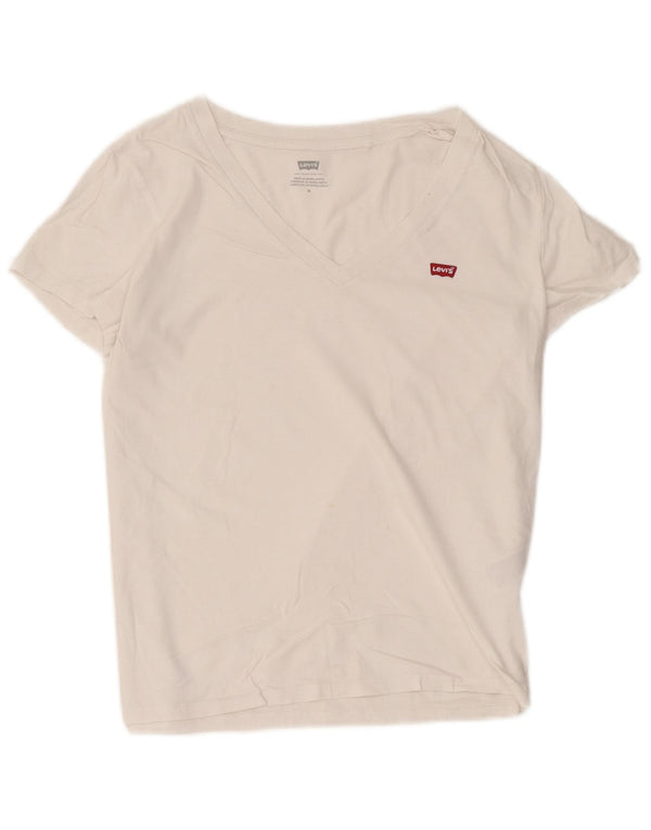 Levi's Dame T-Shirt Top UK 12 Medium Hvid Bomuld